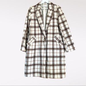 Bohme plaid long blazer coat size L